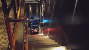 3.8K views · 89 reactions | Basil climbing up the stairs in the Labor-Bar, Zürich. Probably one of the first disable people visiting the bar upstairs. :-) | Scewo | Facebook