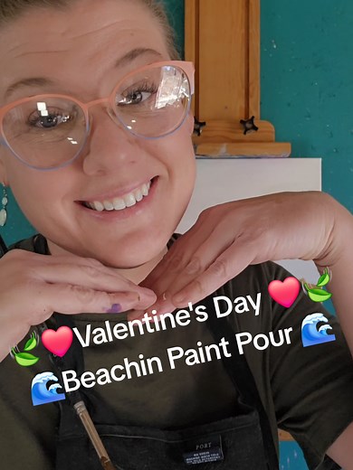 Valentine's Day ❤️ 🌊Beachin Paint Pour🌊 tutorial! Let's try something a little messier, shall we? 🍃🎨 Supply list on YouTube! #paintpour #paintingtutorial #valentinesday #datenight #beach