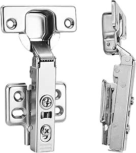 10pcs Full Overlay Cabinet Hinge Frameless Concealed Door Hinges European Soft Closing Four-Hole Mounting Plate Hinges Nickel Plated Finish