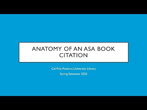 Anatomy of an ASA Book Citation