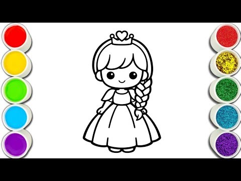 Cute Princess Drawing & Coloring 👑✨ | Easy Drawing for Kids