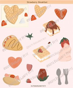 Strawberry Breakfast DIGITAL STICKERS Recommend Using Good Notes - Etsy Australia