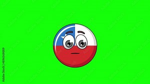 chile flag character with a raised eyebrow, skeptic's face