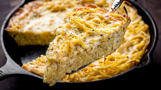 20K views · 481 reactions | What better way to celebrate Pi Day with this delicious White Spaghetti Pie! The flavors are similar to Cacio e Pepe and the crispy spaghetti is just so good! Recipe in comments⬇ | Sip and Feast | Facebook