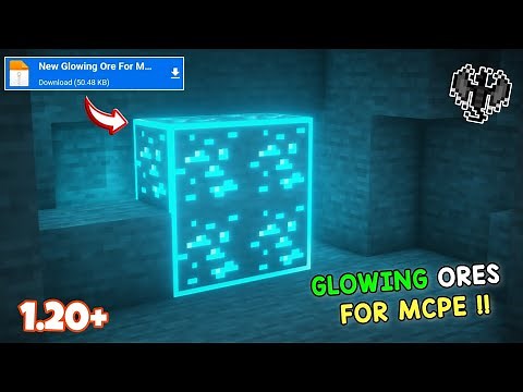 😍 Glowing Ores Texture Pack For Minecraft pe 1.20 || Glowing ores addon mcpe [Render Dragon]