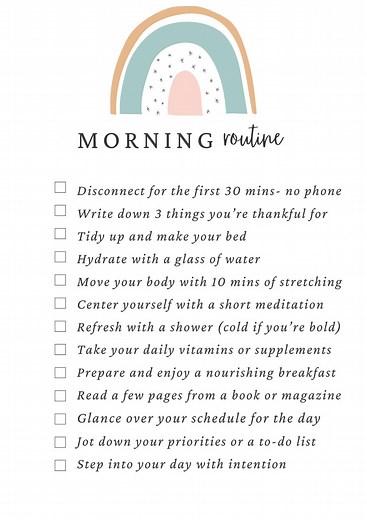 Minimalist Morning Routine Checklist | Self-care Habit Tracker (digital Download) - Etsy