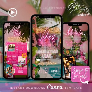 Tropical Luau Graduation Invitation: Animated Pool Party (digital Download) - Etsy