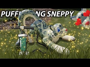 Inflating a Puffypaw Snep snowleopard custom pool toy