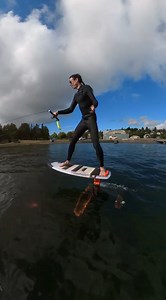 Unusual Tow Boat Setup for Wakefoiling Hydrofoil Experiment in Action
