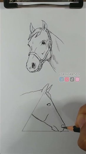 Cómo dibujar un Caballo 🐎 con figuras geométricas #arte #tutorial #dibujo