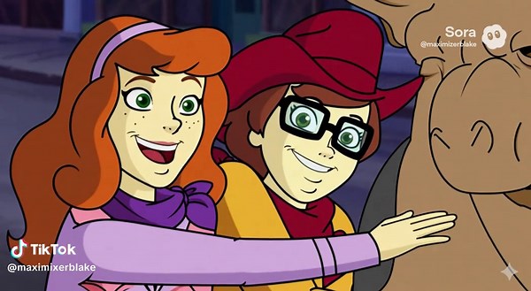 Daphne Blake The Cowgirl And Velma Dinkley The Cowgirl Are Hugging A Cow (Sora 2 Version) #daphneblake #velmadinkley #openai #sora #sora2