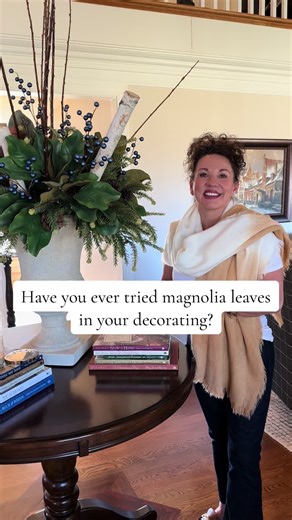 Magnolia leaves are one of winter’s most timeless decorating secrets. Their deep green tops and rich, velvety brown undersides instantly add warmth, texture, and natural elegance to any space. Whether tucked into an entryway vase, draped across a mantel, or layered on a console table, magnolia leaves bring your home that inviting, collected-over-time feeling we all love in the winter months. They’re simple, beautiful, and quietly luxurious — the kind of detail that makes a home feel truly finish