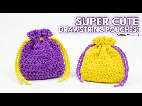 Mini Crochet Drawstring Pouch Tutorial for Beginners | Super Easy!