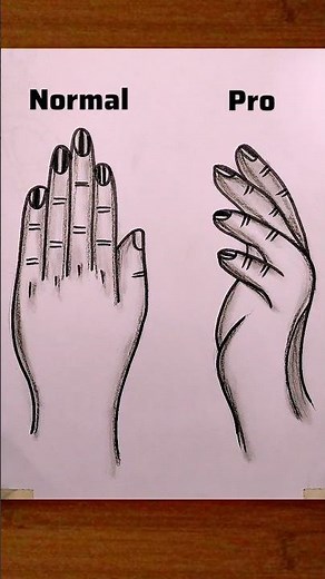 Normal vs Pro Hand Drawing ✋ | Easy to Advanced Hand Sketch #drawing #viral #shorts