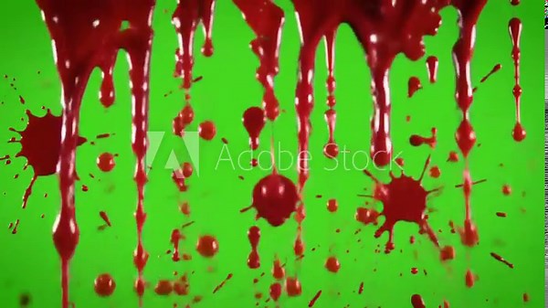 Ultra-Realistic Slow Motion Blood Splatter Dripping and Spreading on Green Screen – Horror Gore VFX Overlay