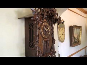 Rare Huge Emilian Wehre Black Forest Trumpeter Clock with Eagle Circa 1880
