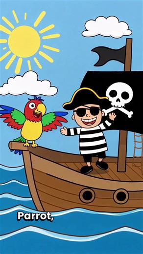 Parrot and Pirate on the Ship 🦜🏴‍☠️🚢 #kidssong #babysong #kidslearning #pirate #parrot