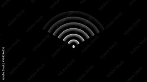 Radio icon Wi fi signal icon black background animation video on the display. on black background.