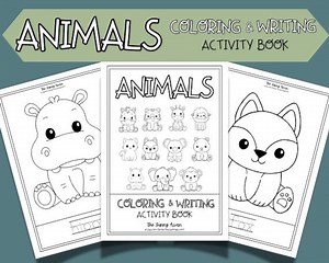 Animals Activity Book: Kids Coloring and Writing Activity, 12-page PDF - Etsy