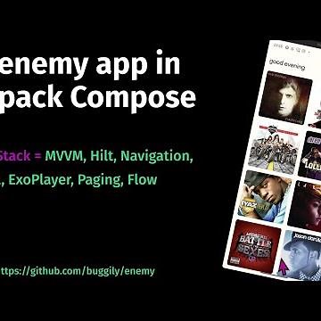 enemy audio player app in Jetpack Compose - MVVM, Hilt, Navigation, Media, ExoPlayer, Paging, Flow