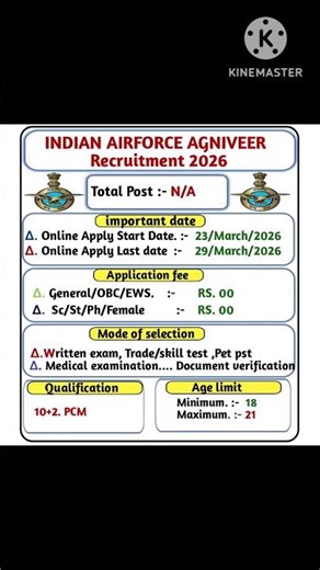 Indian Airforce Bharti 2026 🔥 New Notification Out | Apply Now #indianairforce #defencejobs #govt