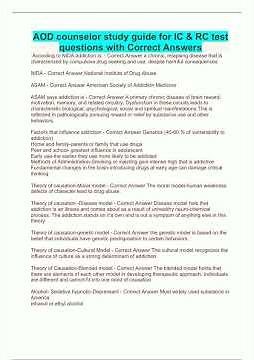 AOD counselor study guide for IC RC test questions with Correct Answers2934