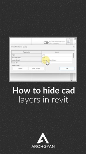 @archgyanacademy on Instagram: "How to hide cad layers in revit Learn how to hide unwanted DWG layers, clean overlapping lines, and control imported categories in Revit. Perfect for keeping your family files neat and organized! The Complete Revit 2026 Course for Architectural Design link - https://www.udemy.com/course/the-complete-revit-course-for-architectural-design/?couponCode=CP130525 If you would like to learn more about revit, head to archgyan.com - https://store.archgyan.com/ #Revit #Revi