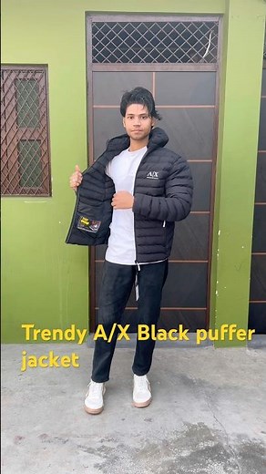 🔥💯Trendy A/X Black puffer jackets#fashion #pufferjacket #mensfashion #outfit #shorts #style