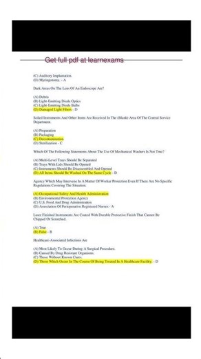 STERILE PROCESSING FINAL EXAM QUESTIONS AND ANSWERS