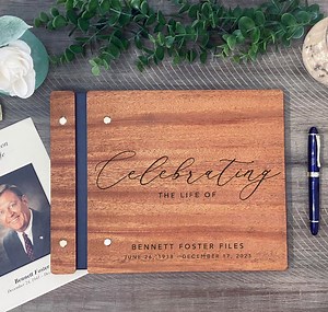 Memorial Guest Book - Custom Celebration of Life Book - Personalized Wooden Funeral Guestbook - Memorial Book of Condolences Memory Book - Etsy