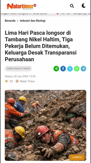 Insiden Longsor di Tambang Nikel Halmahera Timur