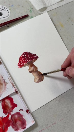 Let’s paint a watercolor mushroom. #watercolorpainting #watercolor #art #watercolortutorial #arttutorial