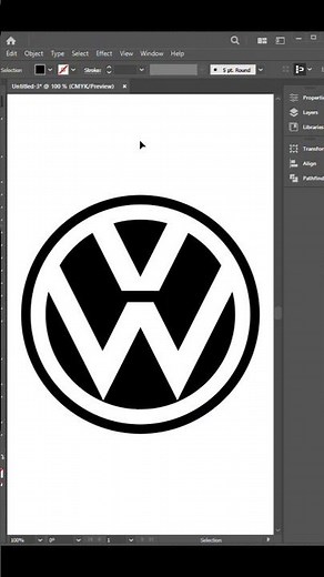 Volkswagen car logo design in Adobe Illustrator #illustrator #tutorial #logo
