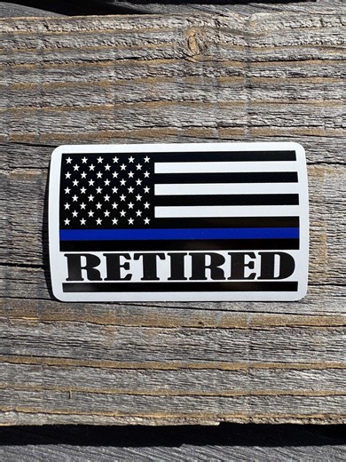 Retired Blue Line American Flag Sticker, Thin Blue Line Retired Decal, Police Retirement Sticker Law Enforcement Vinyl Decal, Patriotic Flag - Etsy