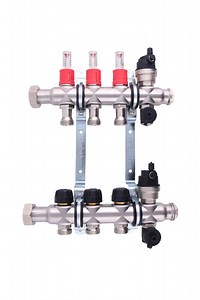 [Hot Item] Stainless Steel 304 Water Manifolds with 15-a Type Flow Meters. Auto Air Vent, Drain Valve and Outputs of The Eurocone Standard