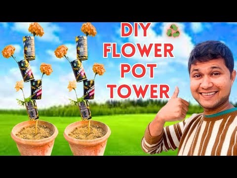 Best Flower Pot Tower | How to Make a Plant Pot Tower from Recycled Materials, DIY flower pot tower