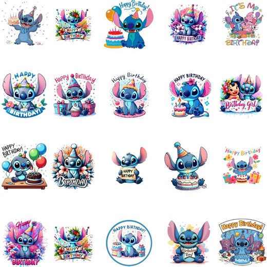 Blue Alien Birthday PNG Bundle, Stitch Cartoon Sublimation Designs (digital Download) - Etsy UK