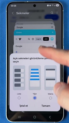 Samsung internet tarayıcısının sekme görüntüsünü değiştir! #reklam #işbirliği