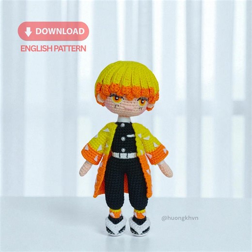 Zenitsu Hashibira Crochet Pattern, Demon Slayer Amigurumi PDF, Anime Doll Crochet Tutorial, Kimetsu No Yaiba Plushie - Etsy Canada