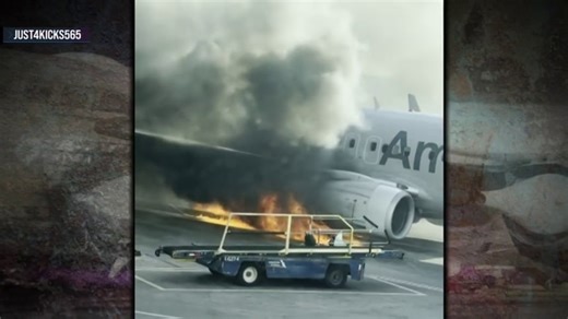 American Airlines plane catches fire in Denver