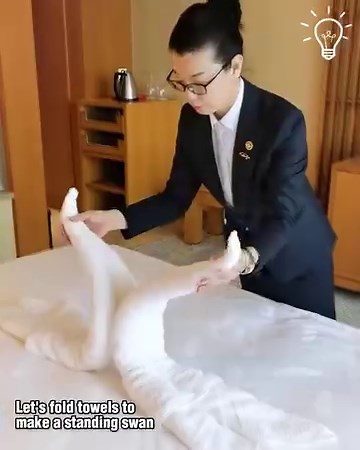 9.6M views · 11K reactions | Learn how to fold towels into a swan! | Creative Bee | Facebook