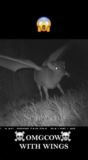 cow with wings eating and flying, very rare video