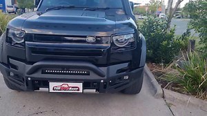 Landrover Defender in for a RHINO 4X4 bar and mid mount light bar If you have a Defender and looking for a Rhino bar, give us a call | The Ute Shop