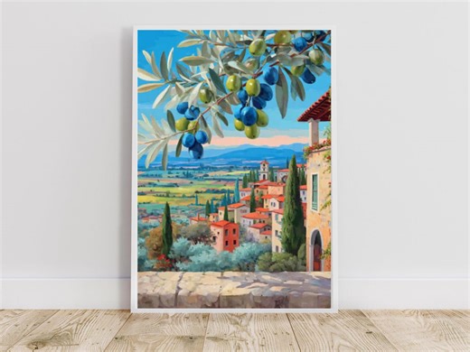 Mediterranean Olive Branch Tuscan Wall Art – Stone Wall Print, Sage Kitchen Decor - Etsy