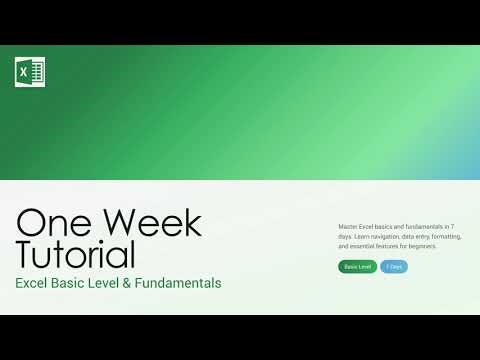 Excel Basics for Beginners | Week 1 Training | Learn Excel in 7 Days (Full Course)