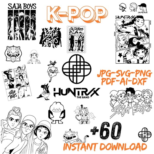 KPOP Demon Hunters SVG Bundle | Huntrix T-shirt Decal | Anime Cosplay Vector Clipart - Etsy