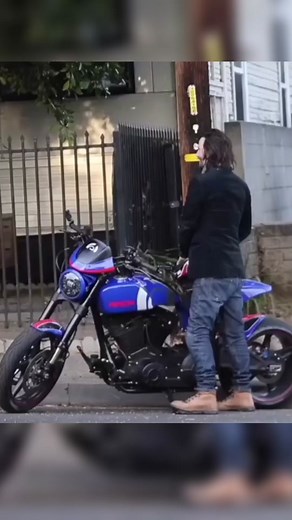 Keanu Reeves ride off in his Blue Arch Motorcycle#keanu #keanureeves #keanureevesedit #ride #motorcycle #fyp #fypシ #foryou #foryoupage