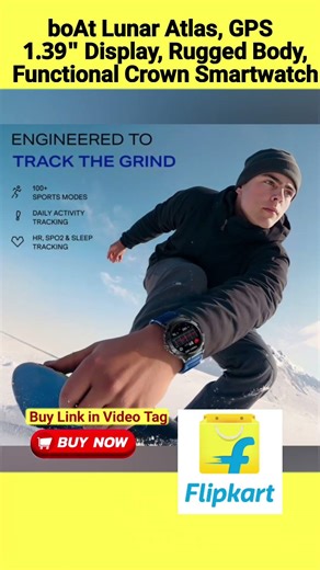 boAt Lunar Atlas, GPS Tracking, 1.39" Display, Rugged Body, Functional Crown Smartwatch