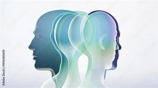 Human head silhouettes overlapping displaying memory loss or mental health concerns concept showing evolution progression