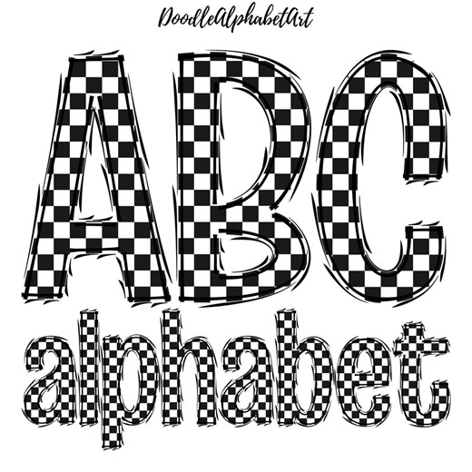 Checkered Letters PNG, Black and White Checkerboard Doodle Alphabet PNG Bundle, Digital Download Handwritten Alphabets for DIY Crafts - Etsy